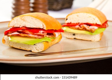 Sandwich With Fried Bacon Avocado And Tomatoes