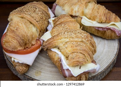 Sandwich Made Salty Croissant Stuffed Raw Stock Photo 1297412869 ...