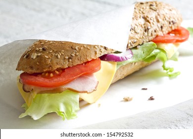 Sandwich On White Paper