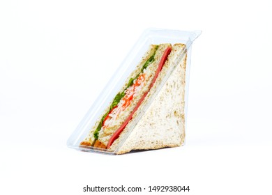 Sandwich In Packaging White Background Food Meal