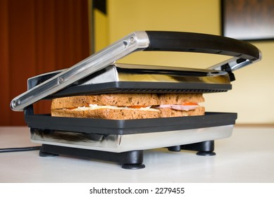 Sandwich Press In Use In Modern Kitchen