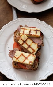 Sandwich With Roast Beef, Tomato And Grilled Cheese.