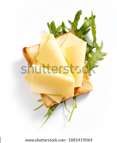 Sandwich with sliced cheese. Top view