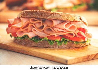 Sandwich With Smoked Ham And Fresh Lettuce