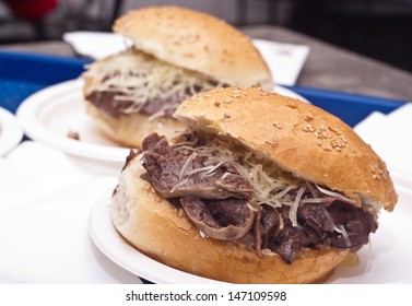 Sandwich With Spleen. Typical Sicilian Food