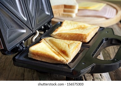 Sandwich Toaster With Toast Closeup