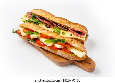 Sandwich with tomato, mozzarella and basil