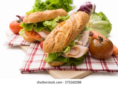 Sandwich With Turkey Roast, Cheese And Vegetables