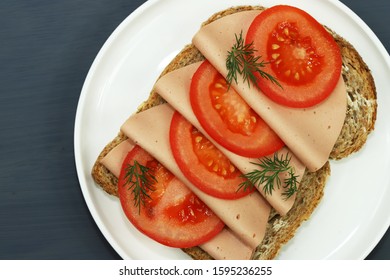 Sandwich With Vegetarian Meat. Plant Based Meat Concept.