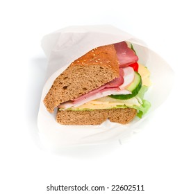 Sandwich Wrapped In White Paper