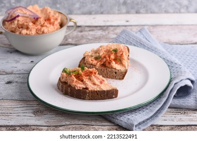 Sandwiches with liptauer spicy cheese spread - Shutterstock ID 2213522491