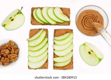 Sandwiches With Peanut Butter And An Apple 