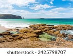 Sandwood Bay Beach, NC500 attraction, North West Scotland in sunny summer day