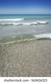 The sandy beach of the black sea in the Crimea.
