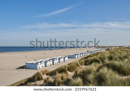 Sandy beach of the Hook of Holland viewed from the sand dunes