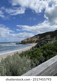 Sandy beach with low waves