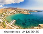 The sandy beach Megas Gialos in Syros island, Greece