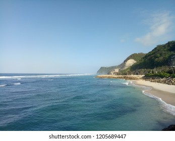 Sandy beach with ocean front view