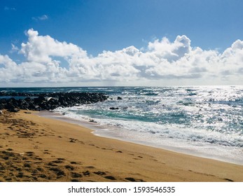 sandy beach with ocean view