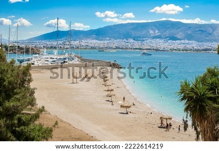 sandy beach on Piraeus city, Marina Zeas, Greece