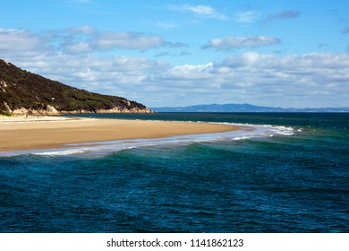 A Sandy Beach Protrudes Out Like A Finger From Wilsons Promontory National Park Into Corner Inlet In South Gippsland, Victoria, Australia.