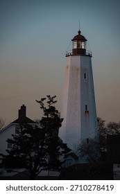 Sandy hook lighthouse during the sunset