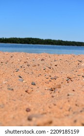 Sandy Lake Beach View On A Summer Day