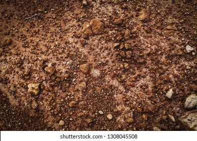 Sandy loam soil In the plateau land. Rough ground dirt For planting short-term crops such as cassava, pineapple, sugar cane. Natural surface of arid drought for background or texture.