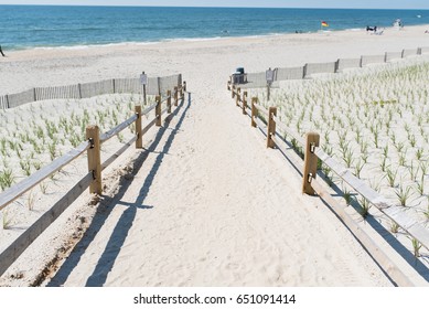 Sandy pathway down to the beach. Taken in Long Beach Island, New Jersey.