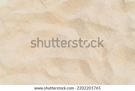 Sandy texture on the beach background with dry, top view brown sand  