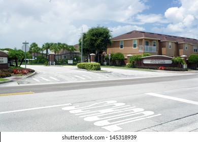 SANFORD, FL - JULY 7, 2013: The Gated Entrance To The Retreat At Twin Lakes In Sanford, Florida, On July 7, 2013, Where George Zimmerman Fatally Shot Treyvon Martin.