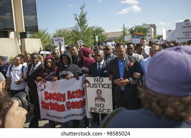 SANFORD, FL-MARCH 26: Pastor Jamal Bryant And Reverend Jesse Jackson (right) March In Support Of Trayvon Martin. March 26, 2012 In Sanford Florida.