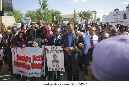 SANFORD, FL-MARCH 26: Pastor Jamal Bryant And Reverend Jesse Jackson March In Support Of Trayvon Martin On March 26, 2012 In Sanford Florida.