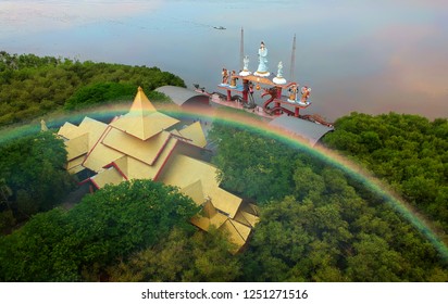 Sanggar Agung Temple , Iconic Surabaya Landmark Bordering The Kenjeran Beach, Surabaya Indonesia