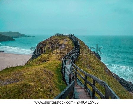 Sango sand beach viewpoint in Scotland, UK