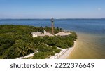 Sanibel, FL USA- 9-25-2022: Drone shot of the historic Sanibel Lighthouse Park.