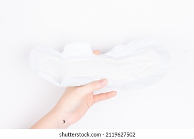 Sanitary Pad Hand Isolated On White Background.