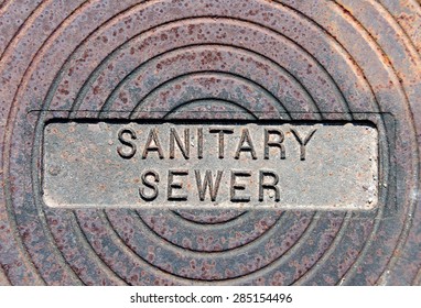 Sanitary Sewer Iron Cover On Sewer System