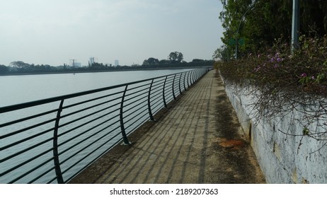 Sankey Tank, Bangalore, Karnataka, India - February 13 2022 : Beautiful Natural Scenery Of Sankey Tank Lake Park Bangalore. Tourist Places In Karnataka India.