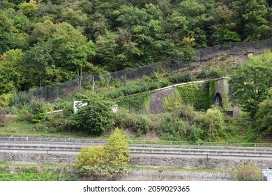 Sankt Goarshausen, Germany - 09 30 2021: Tunnel through the Lorelei rock,  Mittelrheintal