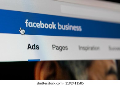 Sankt-Petersburg, Russia, September 26, 2018: Facebook Ads Application Icon On Apple IMac Screen Close-up. Facebook Business App Icon. Facebook Ads Mobile Application. Social Media Network