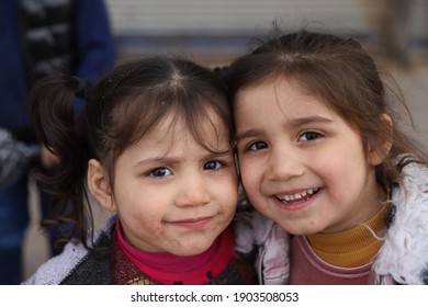 Sanliurfa, Turkey. January 2021. Harrani District. Syrian Refugee Children In Urfa.