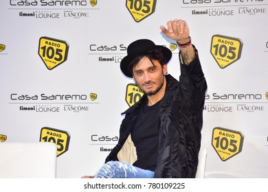 Sanremo Italy, February 7, 2017: Radio 105 Interview Fabrizio Moro Lounge Room Casa Sanremo Palafiori