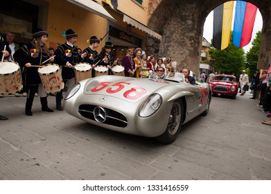 Sansepolcro, Italy, 18 May 2012, Mercedes Benz 300 Slr Driven By Former Formula One Driver Jochen Mass, Mille Miglia Rally For Historic Cars