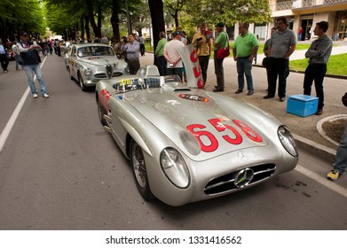 Sansepolcro, Italy, 18 May 2012, Mercedes Benz 300 Slr Driven By Former Formula One Driver Jochen Mass, Mille Miglia Rally For Historic Cars