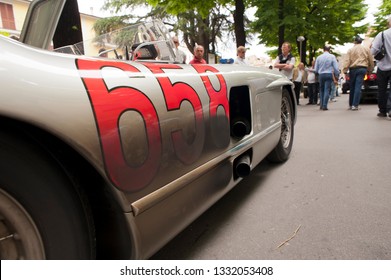 Sansepolcro, Italy, 18 May 2012, Mercedes Benz 300 SLR Driven By Former Formula One Racer Jochen Mass, Mille Miglia Rally For Historic Cars