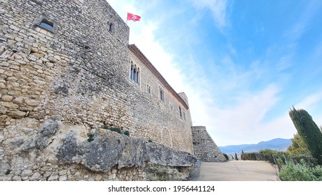 Sant Martí Sarroca, , Spain – March 25, 2021: Walls Of The Medieval Castle Of Sant Martí Sarroca In Alt Penedès County. 