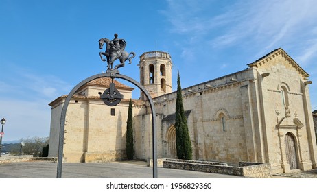 Sant Martí Sarroca, , Spain – March 25, 2021: Santa Maria Church, Next To The Medieval Castle Of Sant Martí Sarroca In Alt Penedès County. 