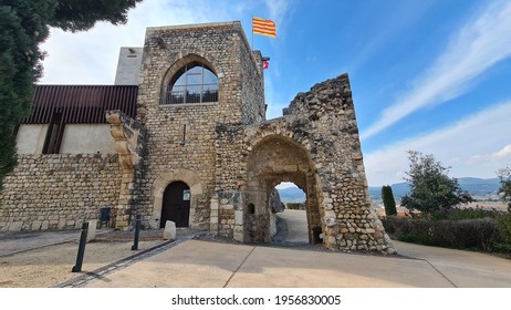 Sant Martí Sarroca, , Spain – March 25, 2021: Medieval Castle Of Sant Martí Sarroca In Alt Penedès County. 