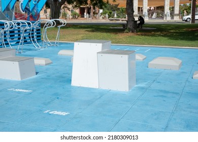 Santa Ana, California, United States - 05-20-2022: A View Of A Park Fitness Court.